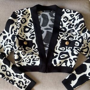 Black and White Patterned Blazer/top